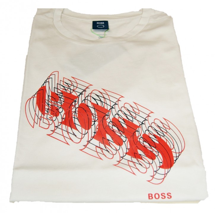 Hugo Boss Regular-Fit T-Shirt  TEE 3 aus Baumwolle mit mehrfarbigem Logo Farbe open white 131 XXXL