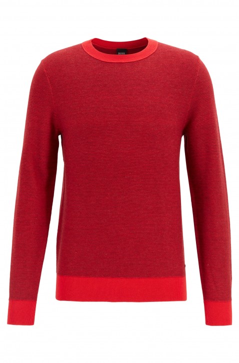 BOSS Leichter Pullover AKANICOS aus Baumwolle mit Wolle und Kontrasten rot 622 M