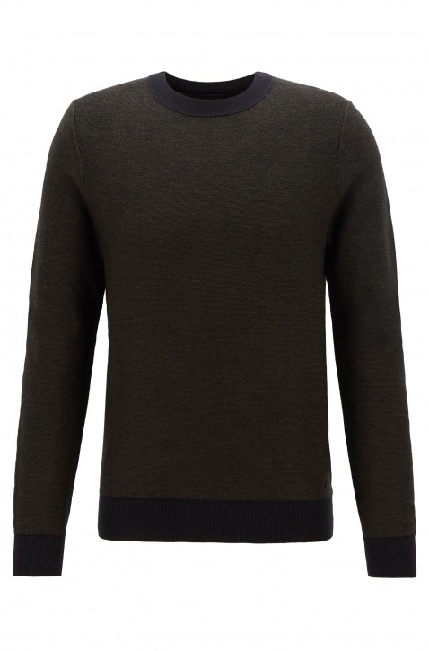 BOSS Leichter Pullover AKANICOS aus Baumwolle mit Wolle und Kontrasten schwarz 001 M