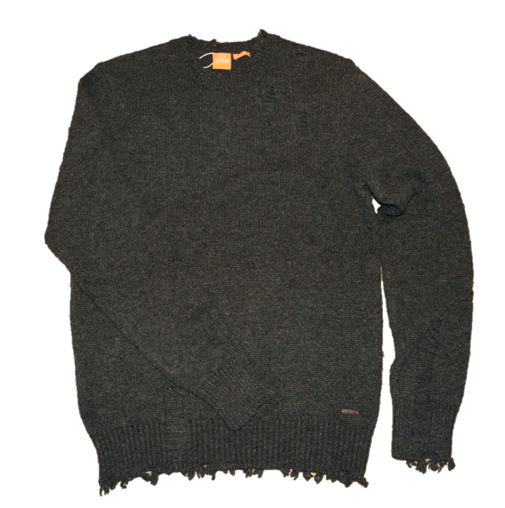 BOSS ORANGE Regular-Fit Pullover AKRUSK aus Baumwoll-Mix mit Schurwolle Farbe anthrazit 022