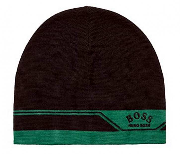 Hugo Boss Mütze Albo_W21_Beanie mit Logo und Jacquard-Artwork schwarz 001