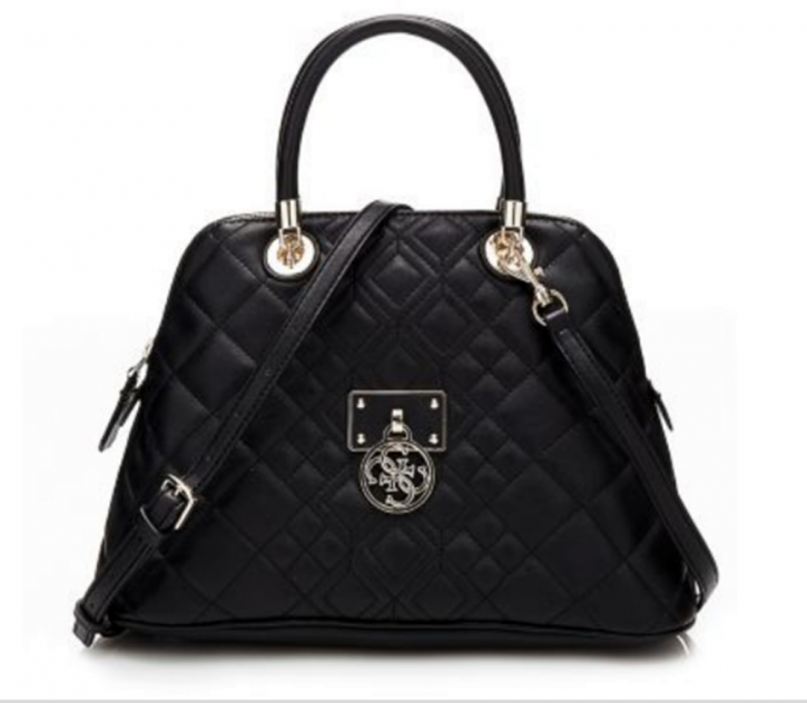 GUESS HANDTASCHE ALIZA DOME SATCHEL QUILLTED BAG FARBE SCHWARZ