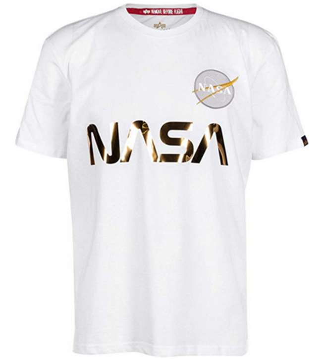 ALPHA INDUSTRIES T-Shirt NASA Reflective T white/gold 438 M