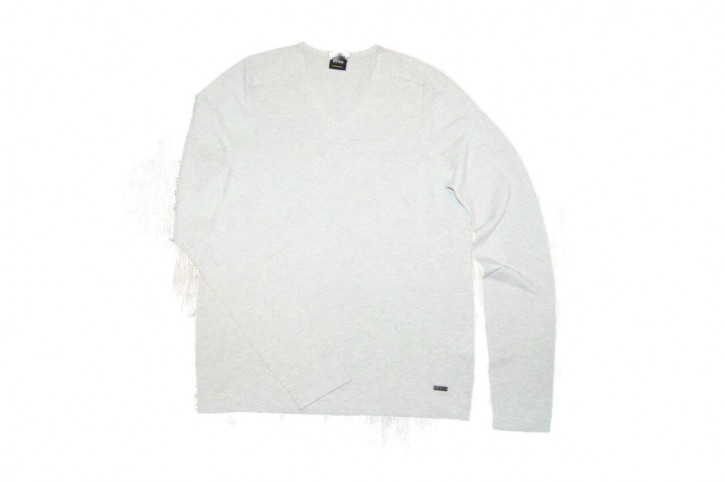 BOSS ORANGE Pullover Ameross aus gestrickter Baumwolle mit V-Ausschnitt und Paspel-Details Farbe beige 120