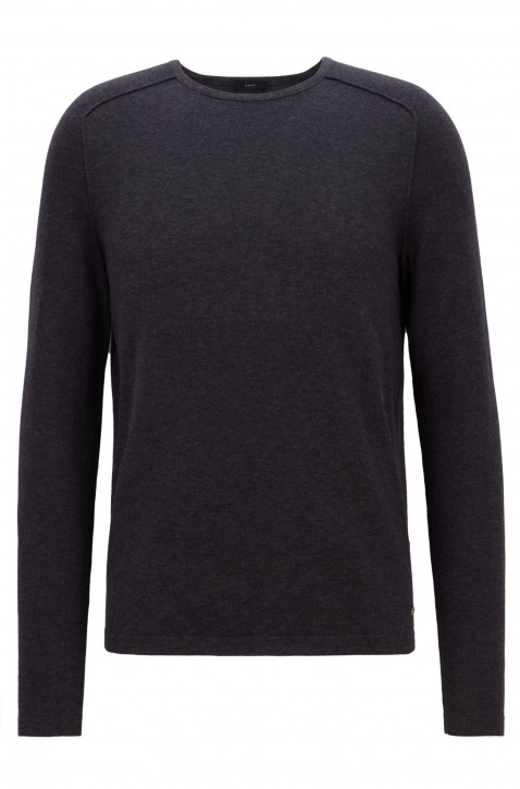 BOSS Pullover AMIROY aus gestrickter Baumwolle mit Paspel-Details dunkelgrau 022