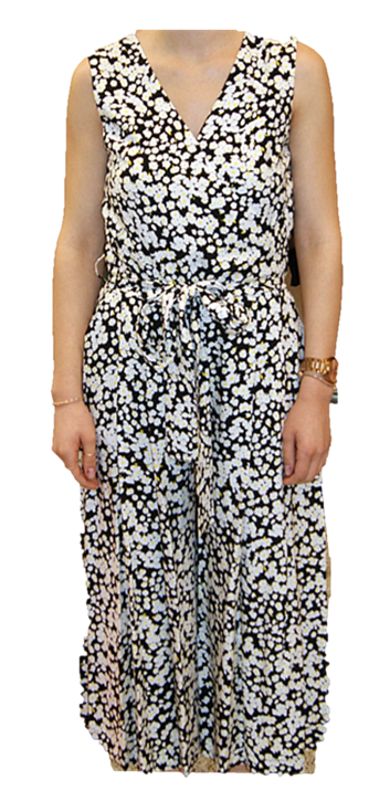 BOSS Damen Jumpsuit ARYAR aus Canvas mit Blumenprint und V-Ausschnitt