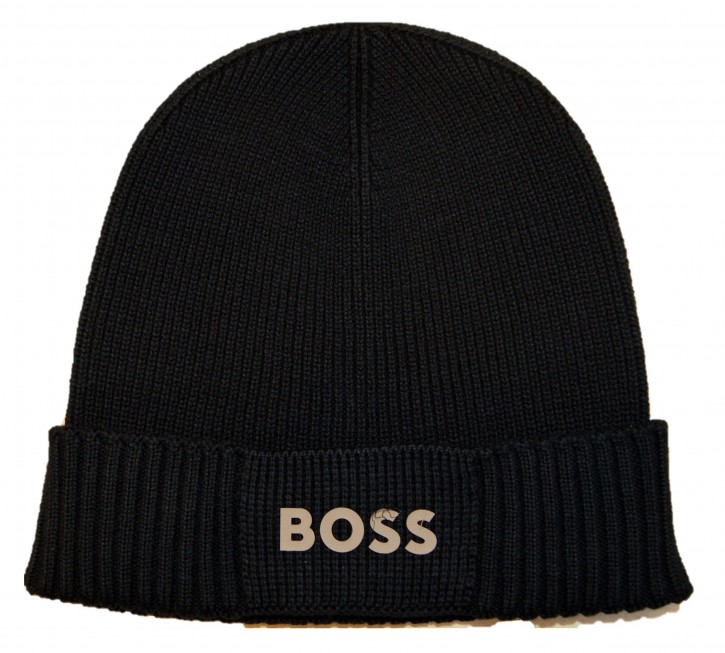 Hugo Boss  Herren Ripp Asic_Beanie Mütze schwarz 001