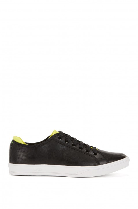 BOSS Ledersneaker Attitude_Tenn_lux im Tennisschuh-Stil mit Loch-Details schwarz