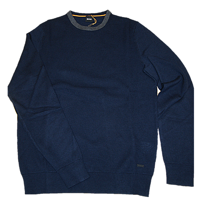 HUGO BOSS Pullover AYAKOP aus strukturiertem Jacquard Farbe dunkelblau 404 M