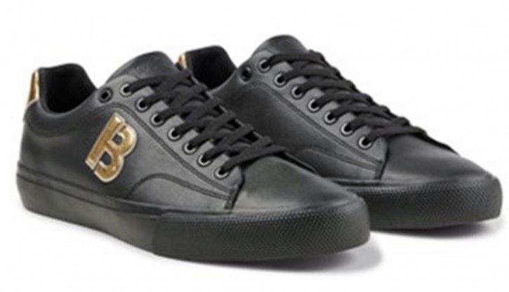 Hugo Boss Lowtop Sneakers Aiden_Tenn_ltB mit kontrastfarbenem B-Detail schwarz 007