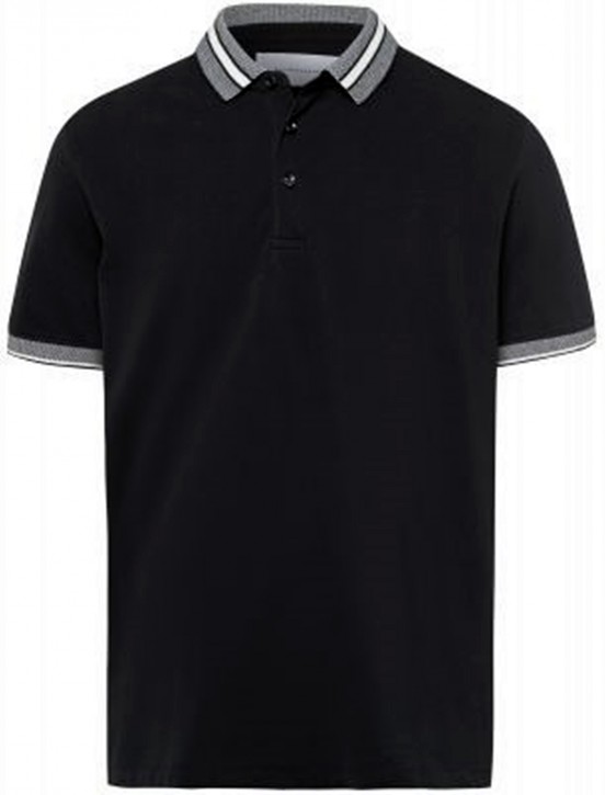 BALDESSARINI  Poloshirt Pascal Modern Fit mit  farblich abgesetzten Polo und Ärmelbündchen schwarz 9309
