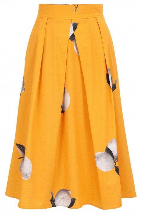 BOSS A-Linien-Rock Bapinny aus Stretch-Baumwolle mit Zitronen-Print gemustert 966