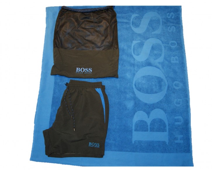 BOSS Dreiteiliges Strand-Set BEACH SET mit Logo-Details Farbe blau 475