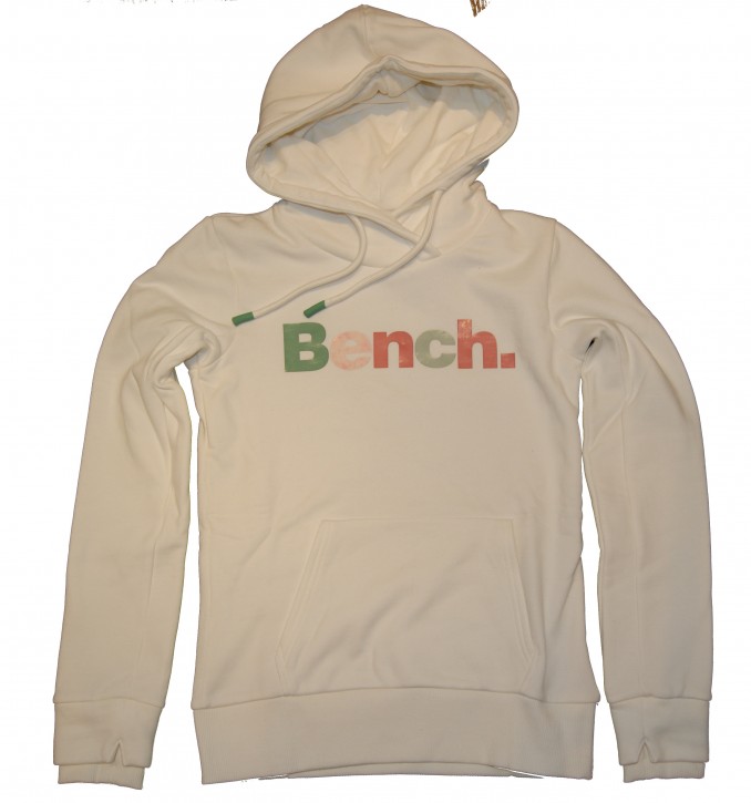 Bench Damen Logo Kapuzenpullover Her. Corp Print Hoody, weiss