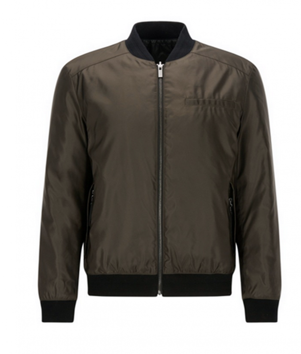 HUGO Slim-Fit Wende-Bomberjacke BILCO 1 aus Material-Mix mit Teflon-Finish Farbe dunkelgrün 306