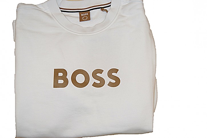 Hugo Boss Baumwoll-Sweatshirt aus French Terry mit Logo-Print C_Elaboss_6 Weiß 100
