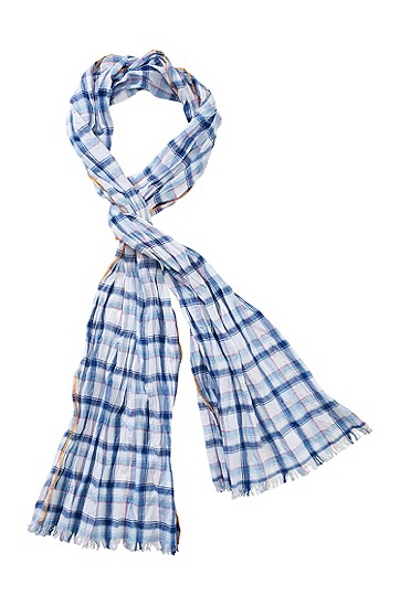 BOSS ORANGE SCHAL SCARF180x45 OVERLOCK FARBE BLAUMIX 421