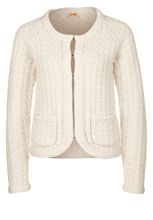 BOSS ORANGE STRICKJACKE IOMA FARBE 101 OPEN WHITE