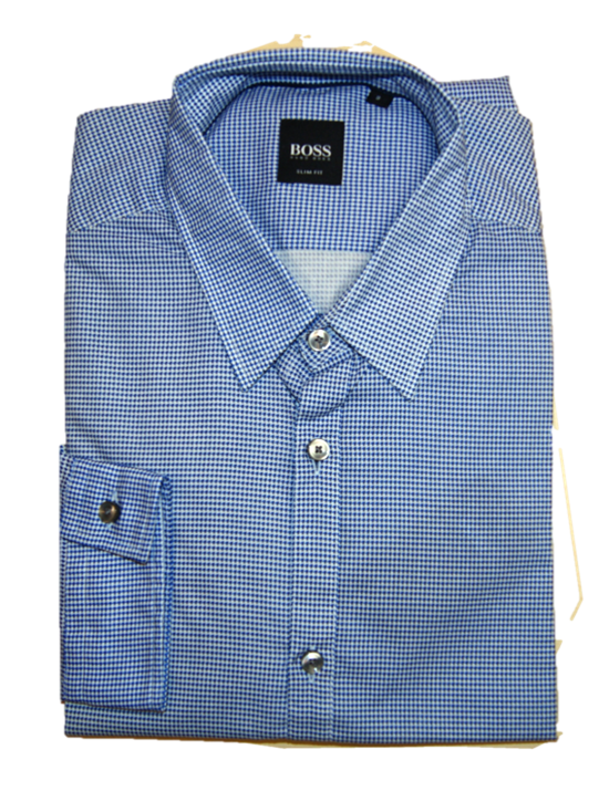 BOSS Gemustertes Slim-Fit Baumwollhemd REMUS  Farbe blau 430