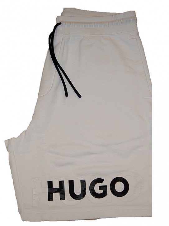 HUGO Dilton Baumwoll-Shorts aus French Terry mit Logo Weiß 100