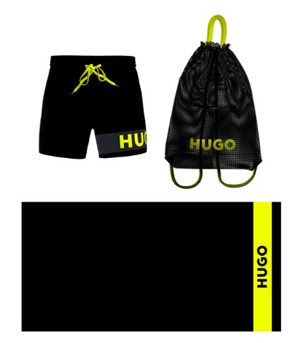 Hugo Strand-Set CRUISE X mit Badeshorts, Handtuch und Beutel schwarz 001