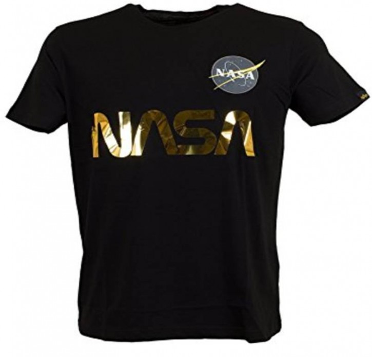 ALPHA INDUSTRIES T-Shirt NASA Reflective T black gold 365 M