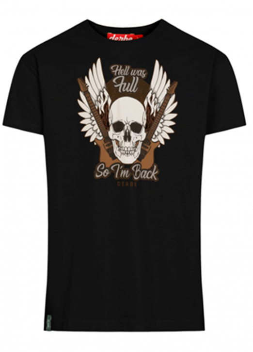 DERBE Herren Rockgitarre T-Shirt Schädel Black Schwarz Braun 090 M