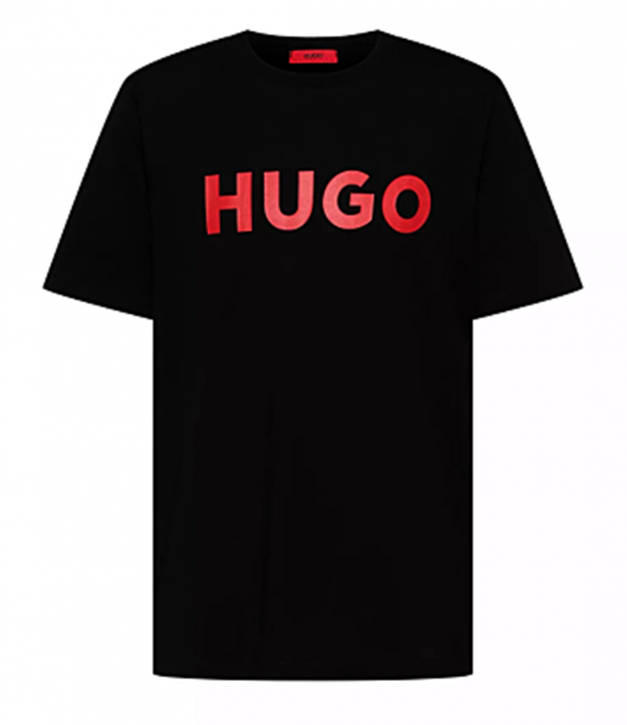 Hugo Boss Herren T-Shirt Dulivio Regular-Fit aus Baumwoll-Jersey mit Kontrast-Logo Schwarz 001 M