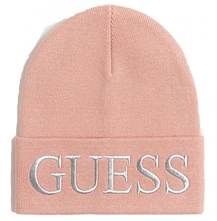GUESS Mütze mit Logostickerei rose mit Schriftzug in silber