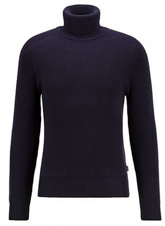 HUGO BOSS Rollkragen-Pullover MANUELLO aus strukturiertem Schurwoll-Mix