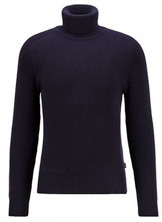 HUGO BOSS Rollkragen-Pullover MANUELLO aus strukturiertem Schurwoll-Mix