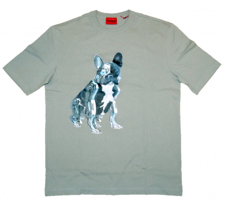 Hugo T-Shirt Dobodog aus Baumwoll-Jersey mit Cyber-Dog-Artwork grau 030