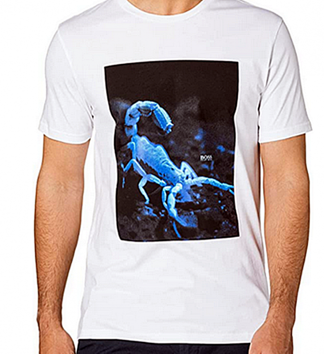 Hugo Boss  T-Shirt Terisk aus Baumwolle mit im Dunkeln leuchtendem Print weiss 102 XXXL