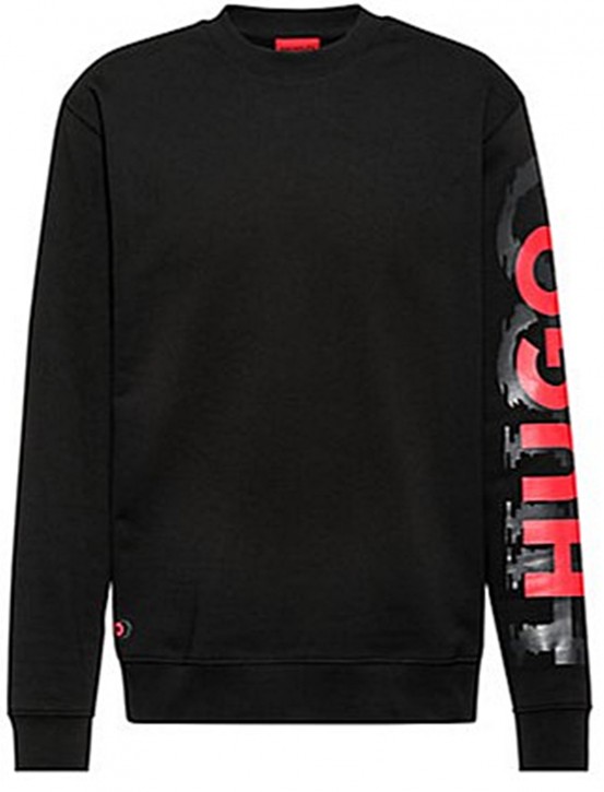 HUGO Herren Deronese Sweatshirt mit Ärmellogo Farbe Schwarz 001