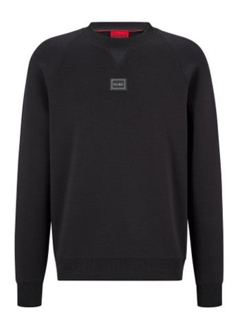 Hugo Sweatshirt Diombo aus Baumwoll-Mix mit eingerahmtem Logo schwarz 001
