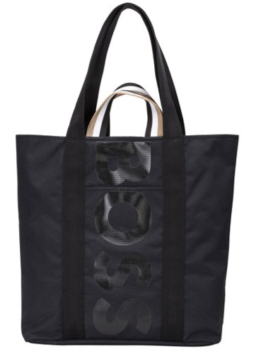 Hugo Boss Tote Bag aus Baumwollstoff mit vertikalem Logo schwarz 001