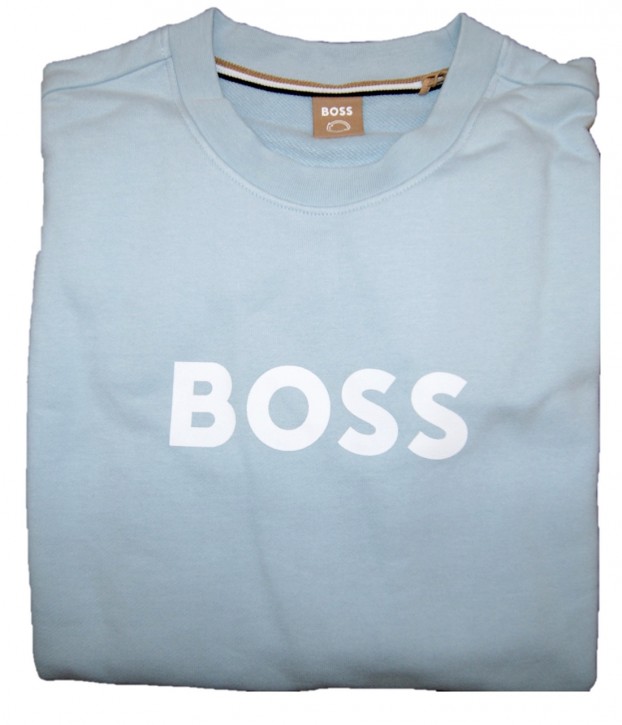 Hugo Boss Baumwoll-Sweatshirt aus French Terry mit Logo-Print C_Elaboss_6 Hellblau 417