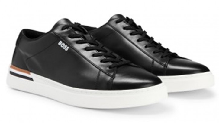 Boss Sneakers Clint_Tenn_lt aus Leder mit Signature-Streifen und Schnürung schwarz 001