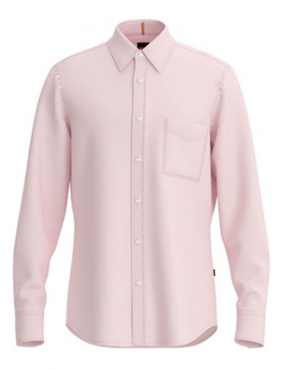 BOSS Regular-Fit Hemd Relegant_6  aus pigmentgefärbter Leinen-Popeline rosa 682