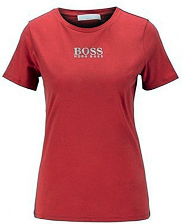HUGO BOSS T-Shirt C_Eloga aus Bio-Baumwolle mit Rundhalsausschnitt und Kristall-Logo pink 662
