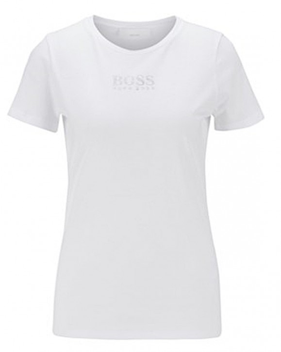 HUGO BOSS T-Shirt C_Eloga aus Bio-Baumwolle mit Rundhalsausschnitt und Kristall-Logo weiss 100