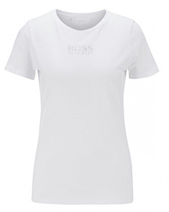 HUGO BOSS T-Shirt C_Eloga aus Bio-Baumwolle mit Rundhalsausschnitt und Kristall-Logo weiss 100 S