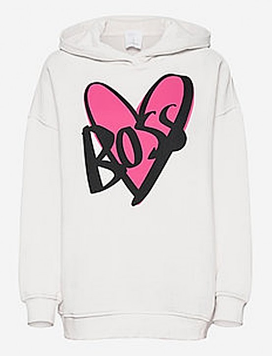 HUGO BOSS Kapuzen Sweatshirt  C_ETHEA aus Baumwoll-Jersey mit Herz Print von JUSTIN TEODORO Farbe wollweiss 118