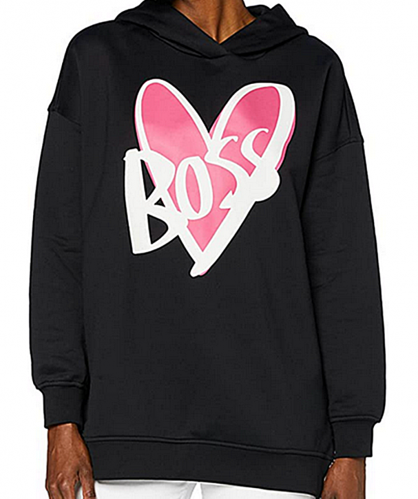 HUGO BOSS Kapuzen Sweatshirt C_ETHEA aus Baumwoll-Jersey mit Herz Print von JUSTIN TEODORO Farbe schwarz 001