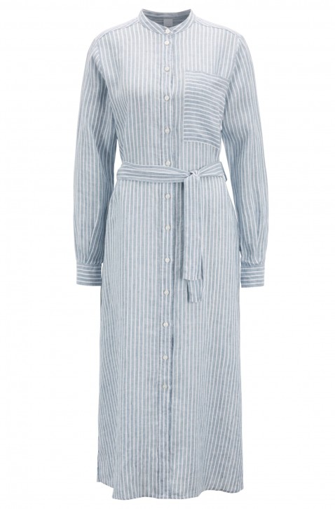 BOSS Kleid im Tunika-Stil  CAMONA aus reinem Leinen mit Längsstreifen blau 439