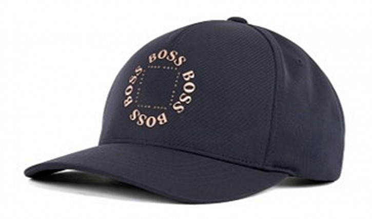BOSS Cap aus Stretch-Canvas CAP-CIRCLE mit Logo-Schriftzug in Mattgold dblau 410