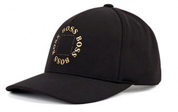 BOSS Cap aus Stretch-Canvas CAP-CIRCLE mit Logo-Schriftzug in Mattgold schwarz 001
