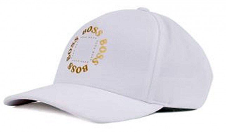 BOSS Cap aus Stretch-Canvas CAP-CIRCLE mit Logo-Schriftzug in Mattgold weiss 100
