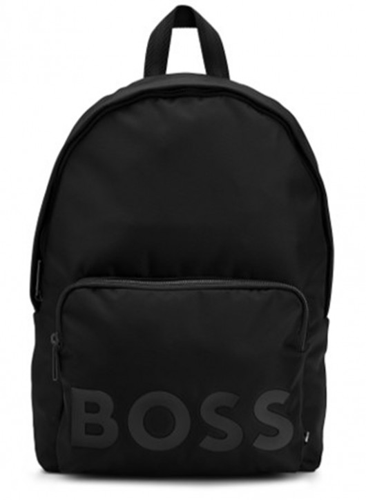 Boss Rucksack Catch 2.0DS_Backp aus recyceltem Gewebe mit Reißverschluss und großem Logo schwarz 001