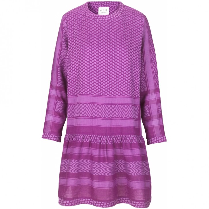 CECILIE COPENHAGEN Kleid DRESS 2,O, mit Langen Ärmeln in Kufiaymuster 300 Plum/Violet